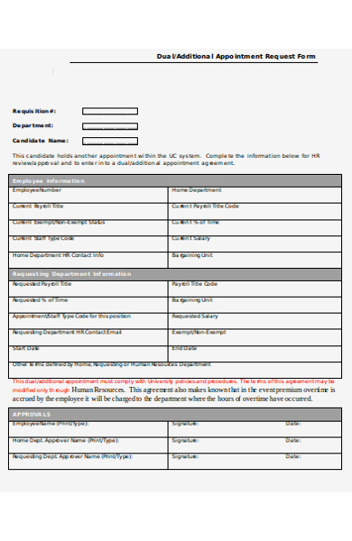 additional appointment request form