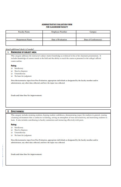 administrative evaluation form