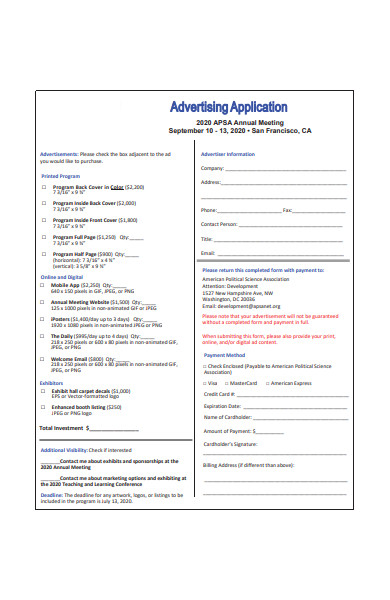 advertising application form in pdf