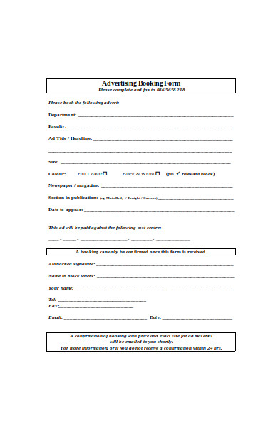 FREE 35+ Advertising Forms in PDF | MS Word | XLS