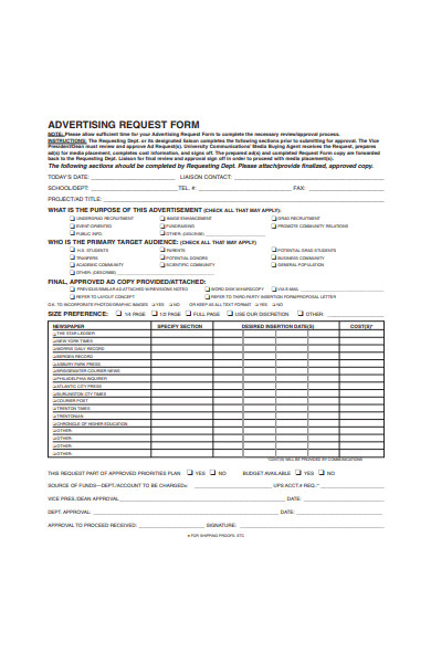 advertising request form in pdf