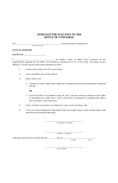 affidavit form for election