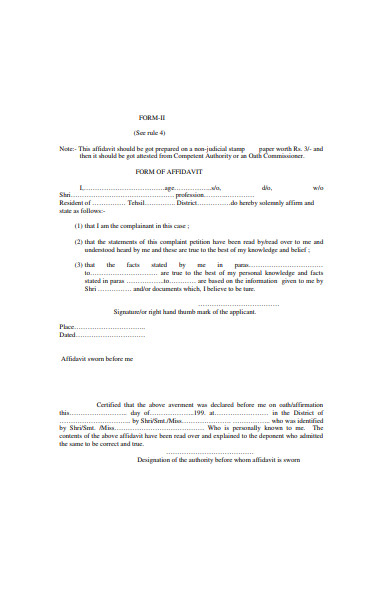 affidavit form in pdf