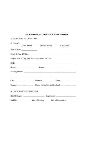 alumni information form