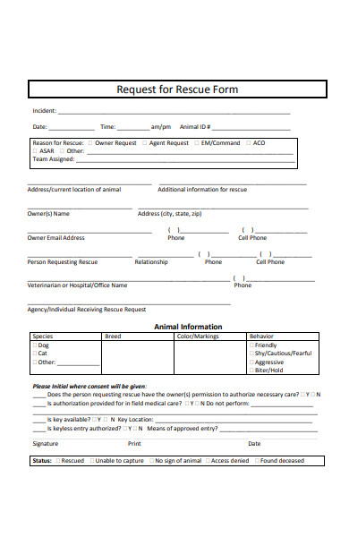 animal shelter request form