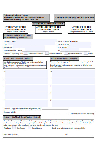 annual employee performance evaluation form