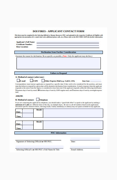 applicant contact form