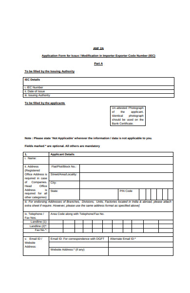 application form for issue