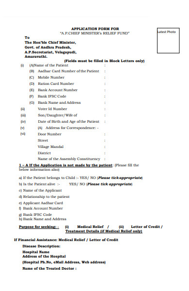 application form for relief fund