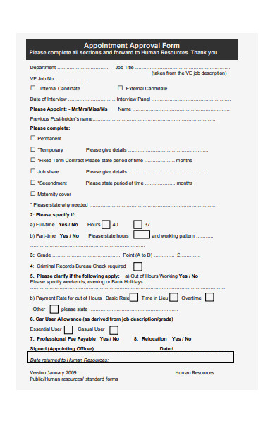 appointment approval form