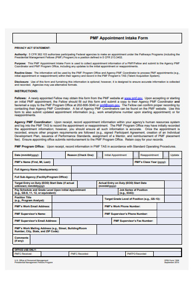 appointment intake form