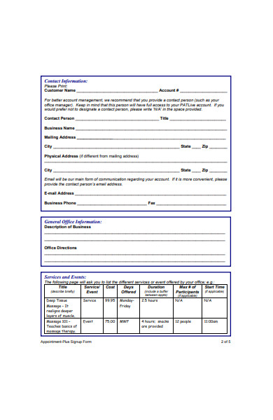 appointment signup form
