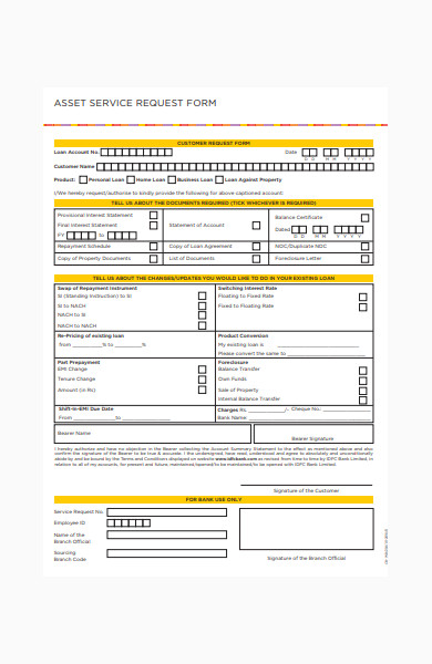 asset service request form