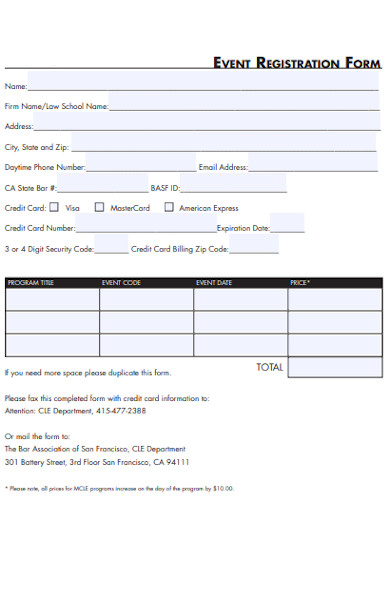 association event registration form