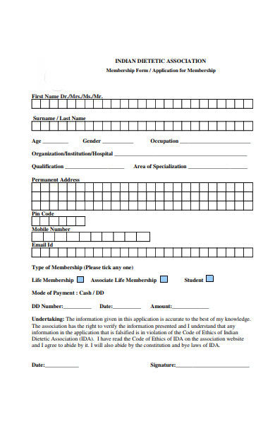association membership application form