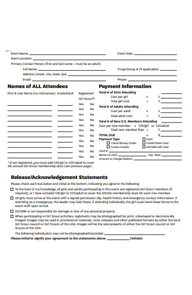 attendees event registration form