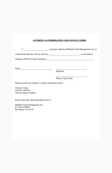 attorney authorization and contact form