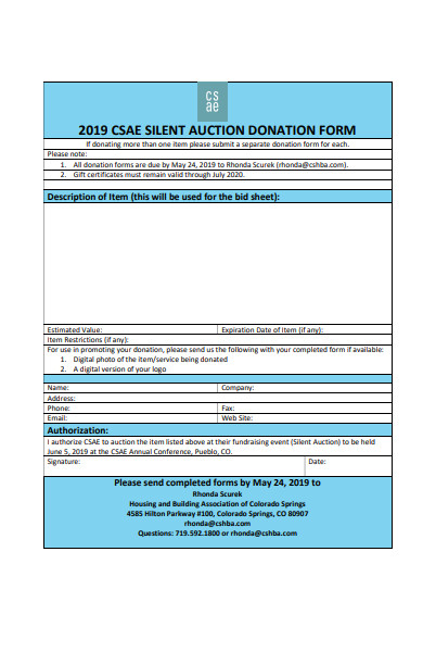auction donation form