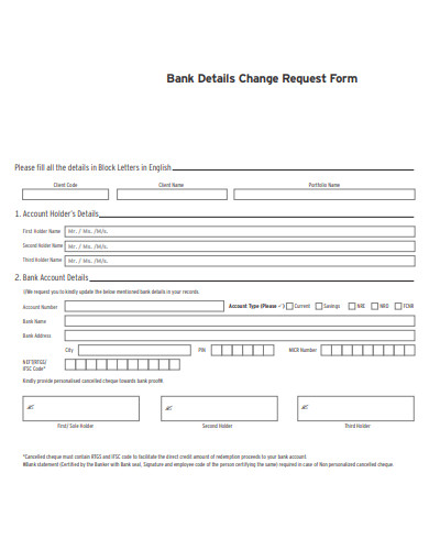 bank details change request form