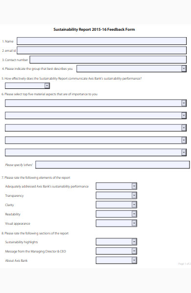 bank feedback form