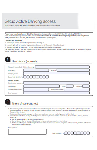 FREE 34+ Banking Form Samples, PDF, MS Word, Google Docs