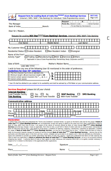 FREE 34+ Banking Form Samples, PDF, MS Word, Google Docs