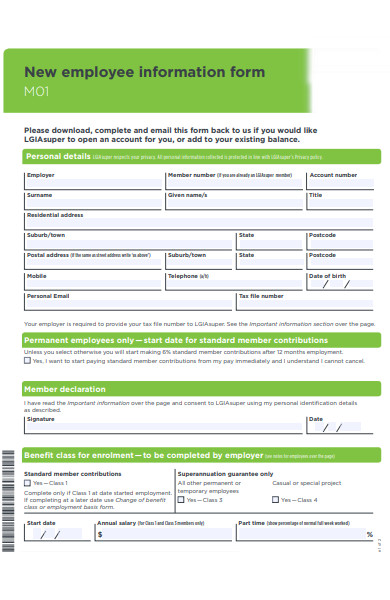 basic employee information form