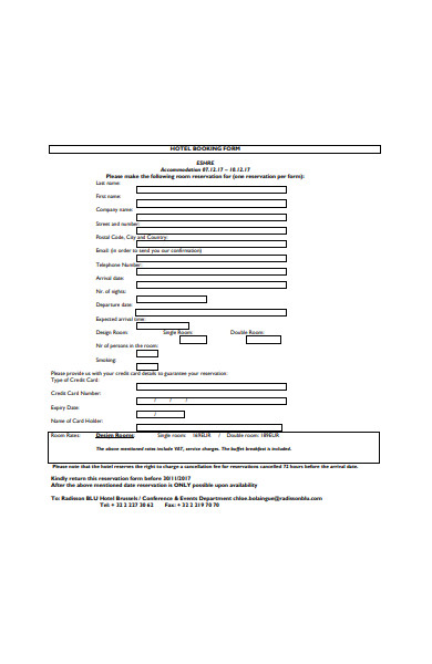 basic hotel booking form