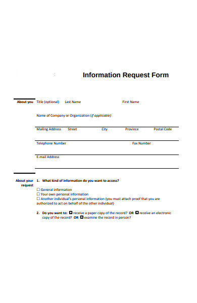 basic information request form