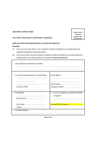 basic job application form in pdf