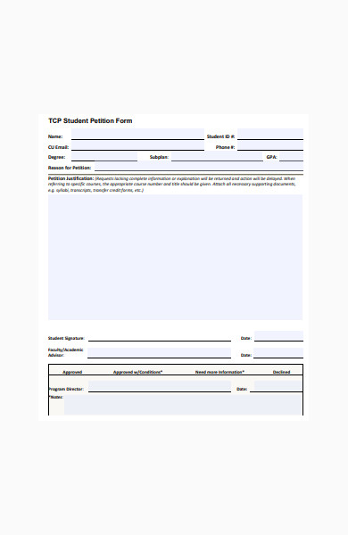 basic student petition form in pdf