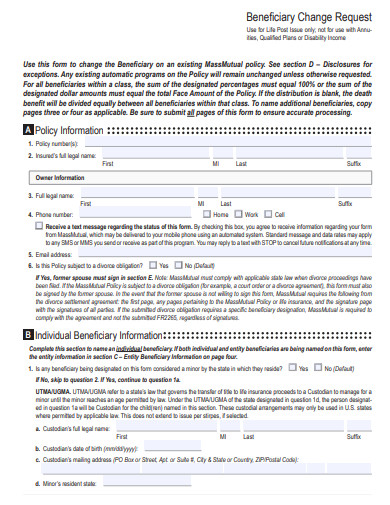 beneficiary change request form