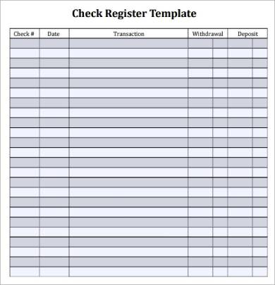 Free 6 Printable Check Register Forms In Pdf