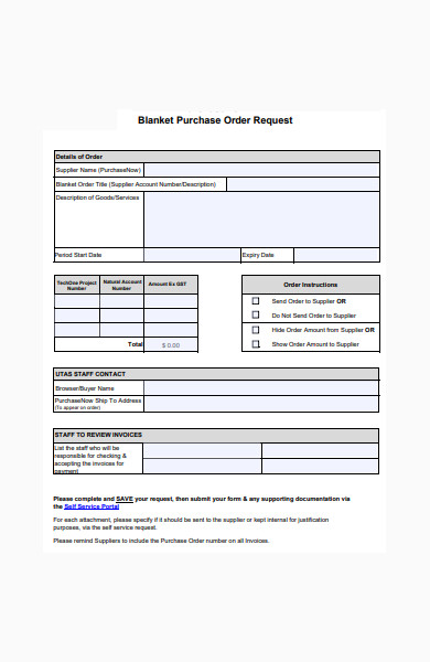 blanket purchase order request in pdf