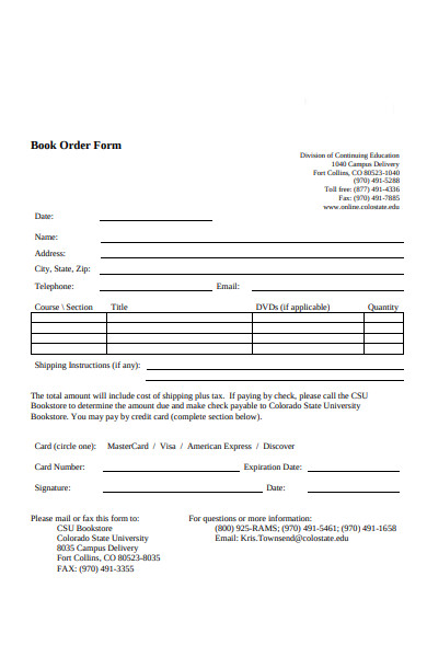 FREE 31+ Book Order Forms in PDF | MS Word | Excel