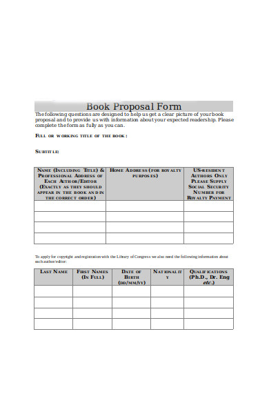 book proposal order form