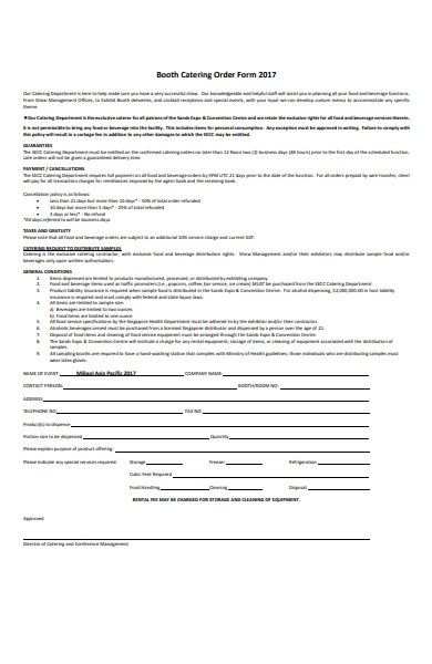 booth catering order form