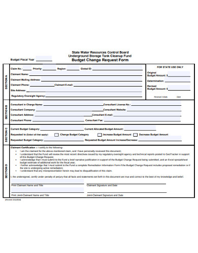 budget change request form