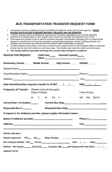 bus transportation request form