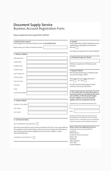 business account registration form