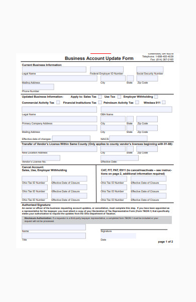 business account update form