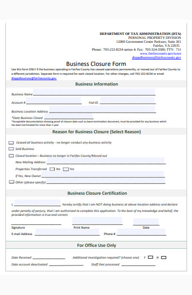 business closure form1