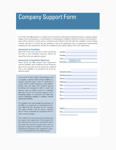business company support form