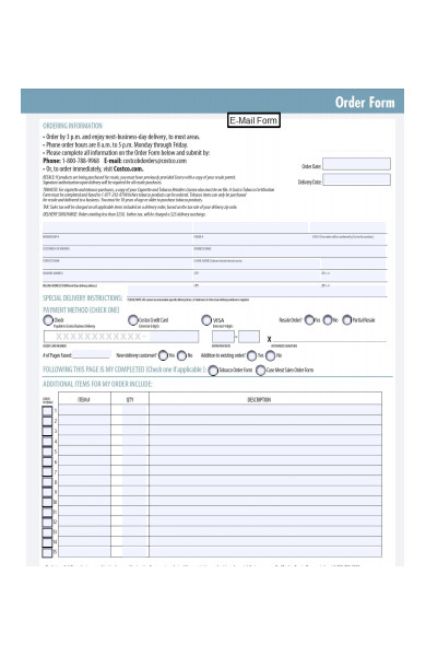 business delivery order form