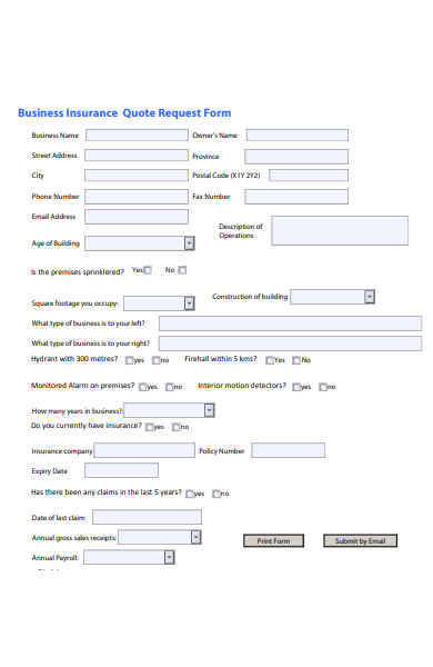 business insurance quote request form