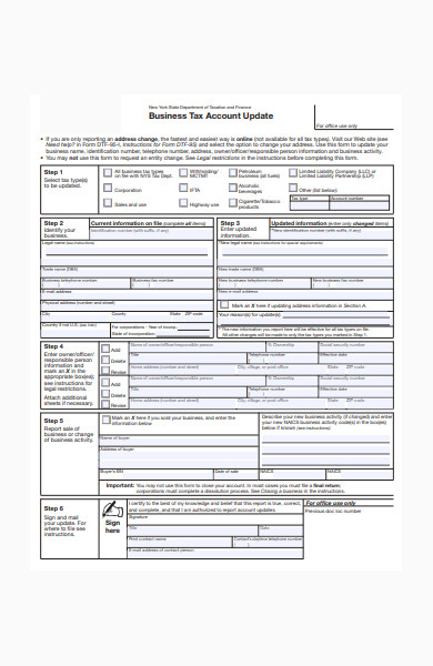business tax account update form
