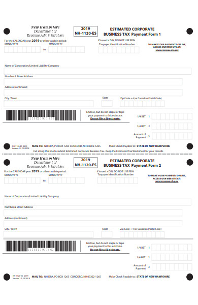 business tax payment form