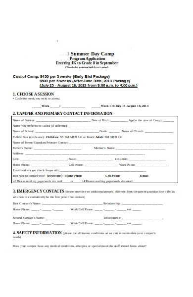 Free 31+ Camp Registration Forms In Pdf 