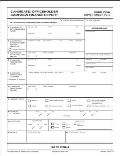 campaign finance report form 
