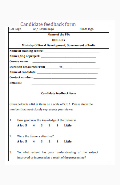 candidate feedback form